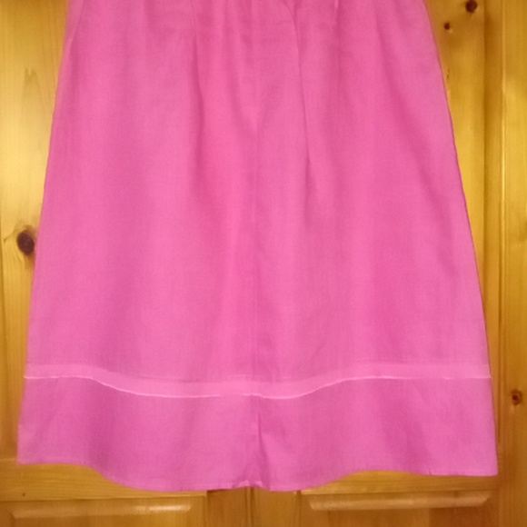 Kim by Kim Rogers Women's Petite Bright Pink 100% Linen A-line Midi Skirt PXL - Picture 8 of 9